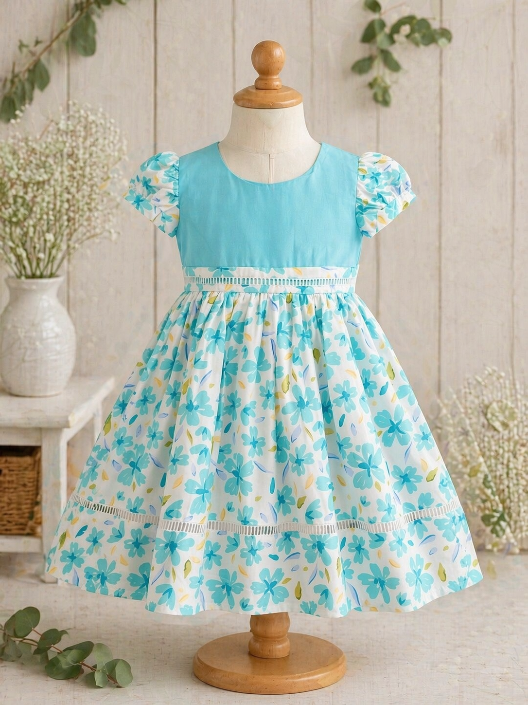 Light blue and white floral frock