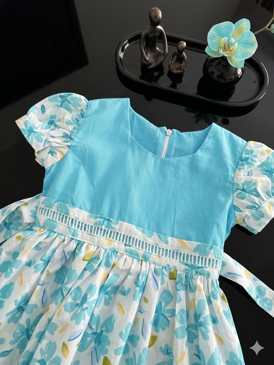 Light blue and white floral frock