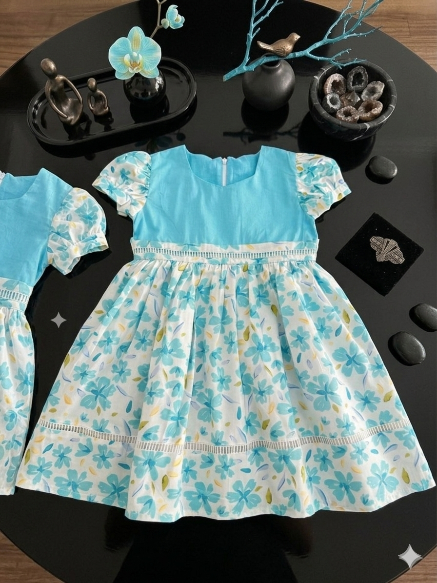 Light blue and white floral frock