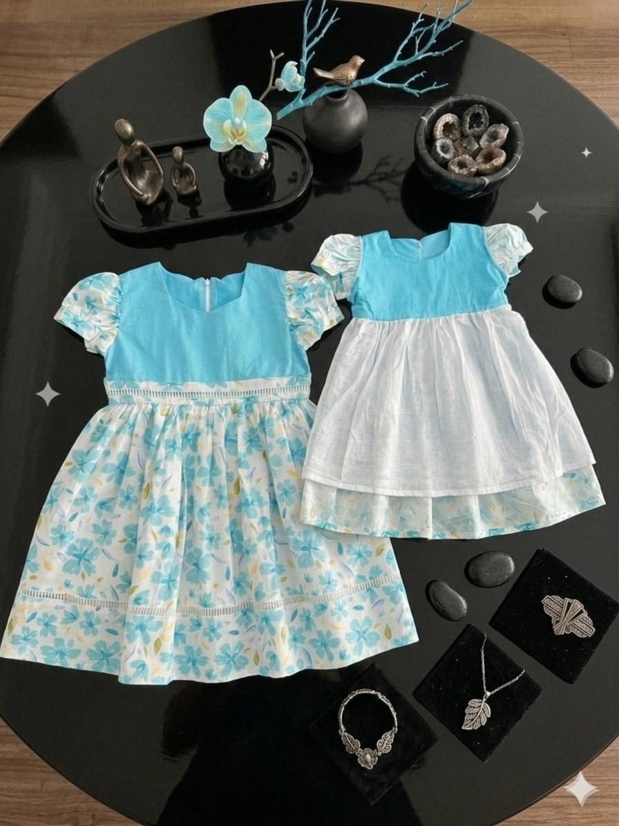 Light blue and white floral frock